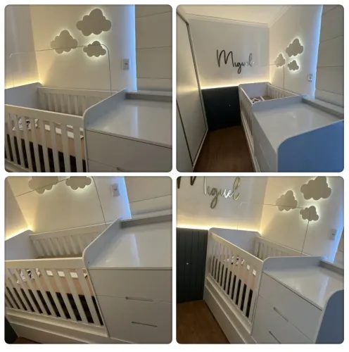 Berço multifuncional com cama e cômoda 