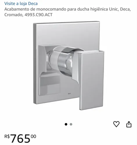 Acabamento de monocomando para ducha higiênica Unic, Deca, Cromado, 4993.C90.ACT