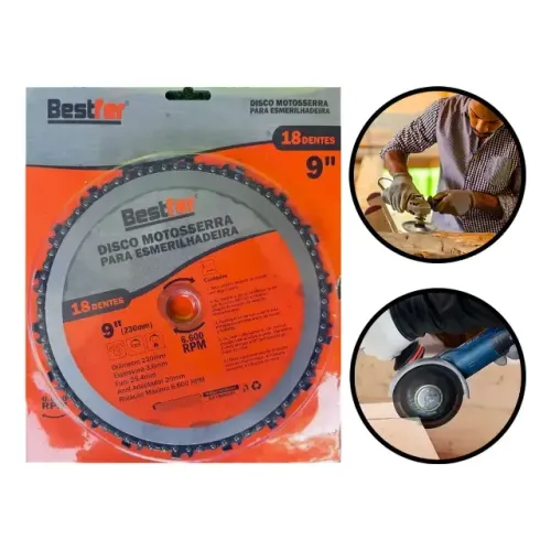 Disco com dentes de motosserra 9pol para esmerilhadeira ( Bestfer )