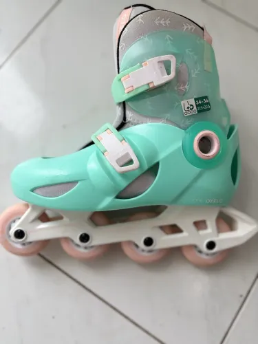 Patins Infantil Play 5 Oxelo cor menta TAM 34/36