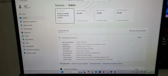 NOTEBOOK ACER I5 10°