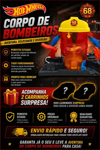 Pista Hot Wheels City Corpo De Bombeiros Original + 2 Carrinhos Surpresa-Negociavel.