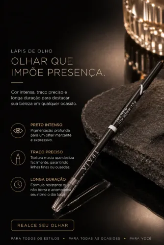 Lápis de Olho Vivai Preto Intenso - Traço Preciso e Longa Duração