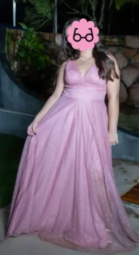 Vestido Festa longo Rosa Bebe M