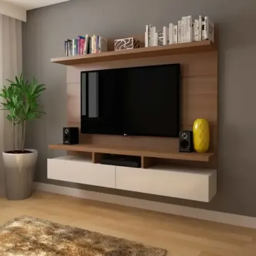 Rack Home para TV 1,84m Columbia Home City - Natural/Off White - Nota Fiscal