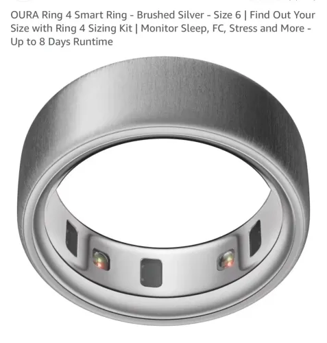 Oura Ring 4, tamanho 08, prata escovado. 