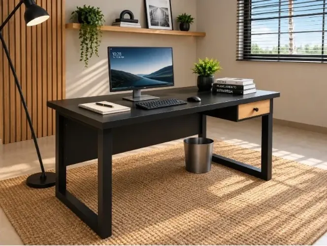 Mesa De Escritório Office Thick Delluxe: L120cm x P50cm xA74cm