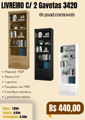 Livreiro 2 gavetas 3420