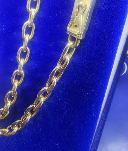 Cordão Cadeado Ouro 18 kilates Peso 21.50 Gramas 70 Cm 5 mm Oco Fecho Gaveta              