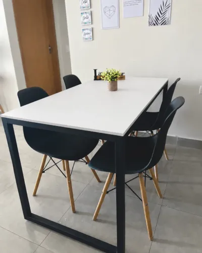 Mesa De Jantar 4 Lugares Industrial MDF e Metalon