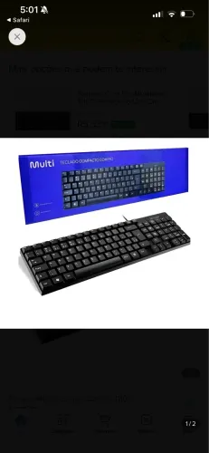 Teclado USB Multilaser TF100 TC193BU Slim Preto