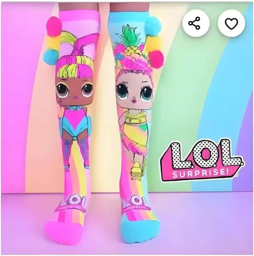 Meia 3D LOL Divertida maluca infantil