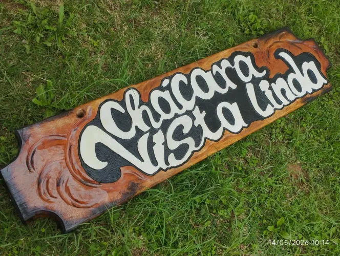 Placa Entalhada - Chácaras, Sítios, Fazendas Chalés, Restaurantes , Rancho área gourmet 
