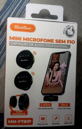 MICROFONE SEM FIO MiniMen MM-F78IP - NOVO, NUNCA USADO