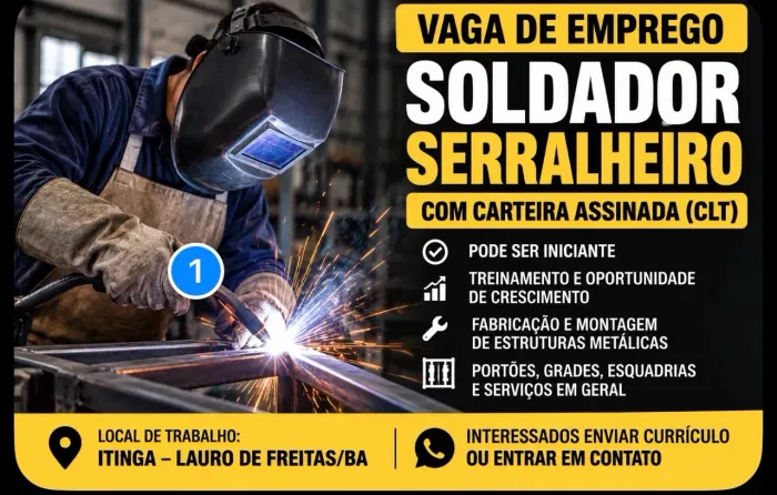 soldador serralheiro com carteira assinada