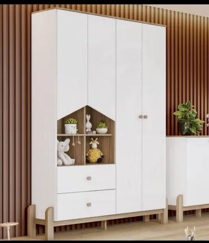 Guarda roupa para bebê - Guarda roupa ternura/ 4 portas e 2 gavetas - Cor branco