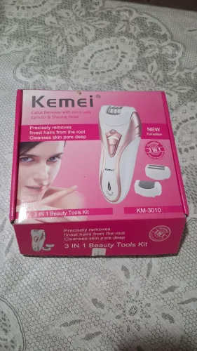 ?Aparelho 3 Em 1 Kemei Km-3010 (Depilador, Barbeador E Lixa) - Estado De Novo