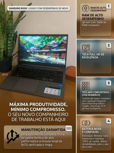 Samsung Book - i5 11a Gen | 16 GB RAM | Bateria Nova | SSD 256GB Nvme