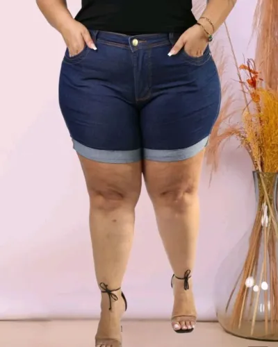 Bermuda jeans plus size impérios tam.66 de verdade nova na embalagem e com etiqueta