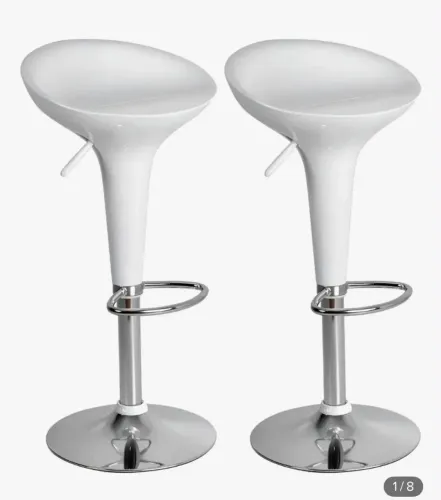 Kit 4 Banquetas Altas Tulipa Brancas - Giratórias Com Regulagem