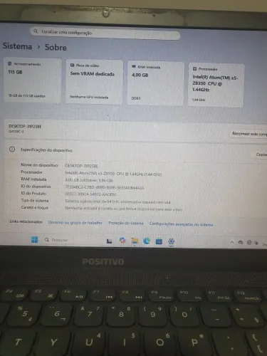 Notebook Positivo 4GB RAM, Windows 11 - Funcionando