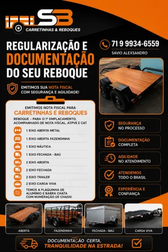 Regularização de carretinha , reboques , para o primeiro emplacamento