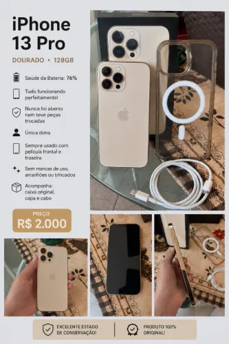 ? iPhone 13 Pro 128GB - Dourado | Excelente estado!