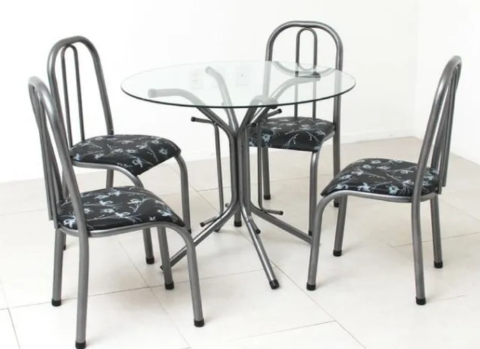 Novo conjunto de mesa vidro c/4 cadeiras Pratic = Entrega + montagem grátis!