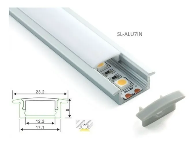 Perfil De Led 2mts Embutir BRANCO 25x07 (Honestidade e Qualidade jk eletronuicos)