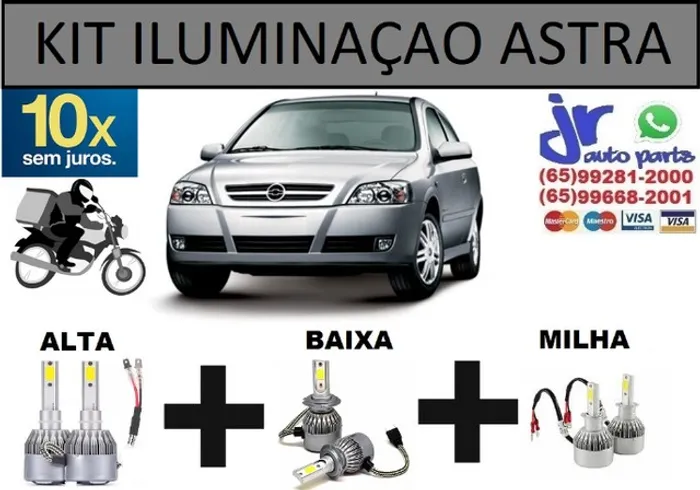 Kit Lampada Ultra LED (Alta/Baixa/Milha) Astra 6000K 12V 24V