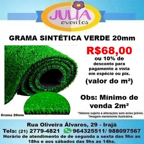 Grama Sintética 20mm M² (minimo de 2m²)