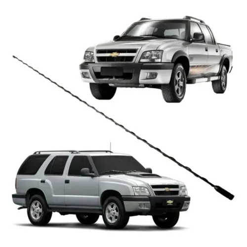 Antena Haste Chevrolet S10 / Blazer - Espiral Alumínio Preta - Antico HS320