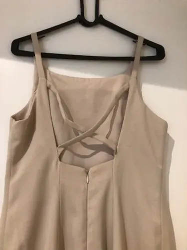 Vestido tubinho longuete social Bege