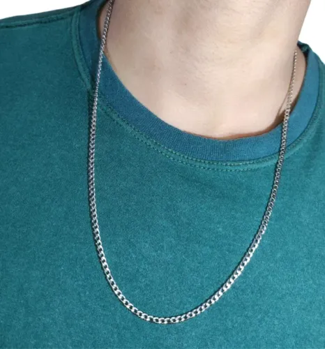 Corrente colar cordão aço inox cm60 prateado masculino feminino novo lindo moderno