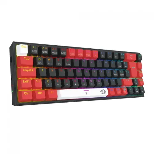 Teclado Mecânico 65% Redragon Castor Pro Red/White RGB Bluetooth/Wireless - WZetta