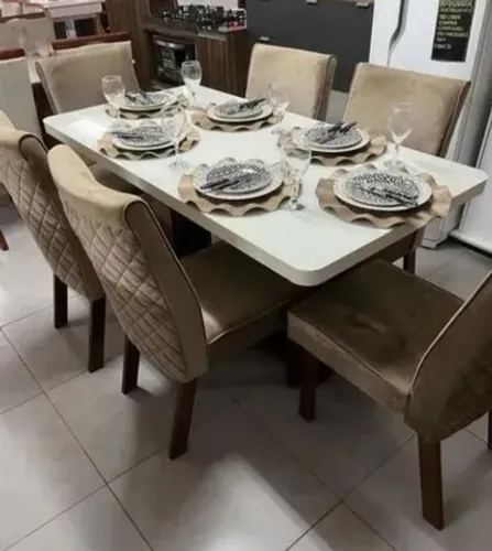 Mesa de jantar 6 lugares 160 cm cadeiras tranças 