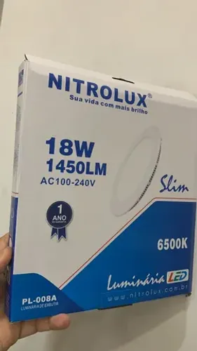 Painel Led de Embutir Redondo 18w 100 A 240v 1450lm 6500k Br Pl-008a 1815 Nitrolux