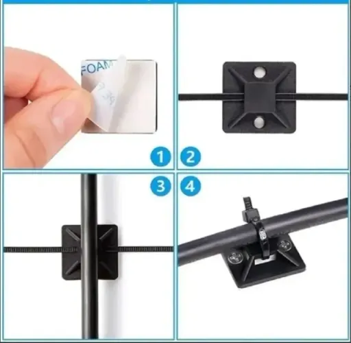 Presilha Adesiva Fixador Cabo Fios 25x25 (10 unidades) Arduino COD-CP657