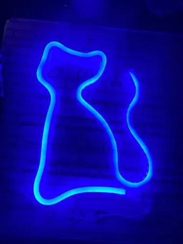 Luminária gato neon azul