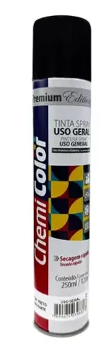 Tinta Spray Preto Fosco 250ml Uso Geral Chemicolor