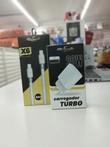 carregador iphone turbo com 1 ano de garantia novo turbo tipo c e lightin completo 
