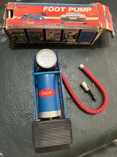 Bomba De Ar Para Encher Pneu Bola Com Pé Pedal Azul