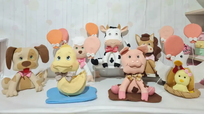 Fazendinha Animais de feltro para decoração de festa infantil