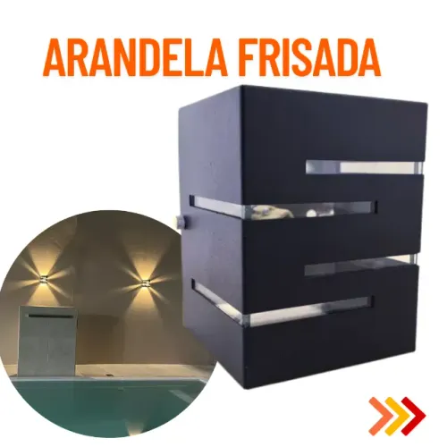 Arandela com 2 Focos E Frisos Laterais - Externa Interna Aluminio e Vidro _ CS406