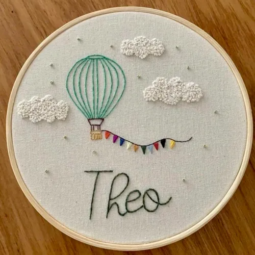 Quadro Bordado Porta Maternidade Theo 22cm