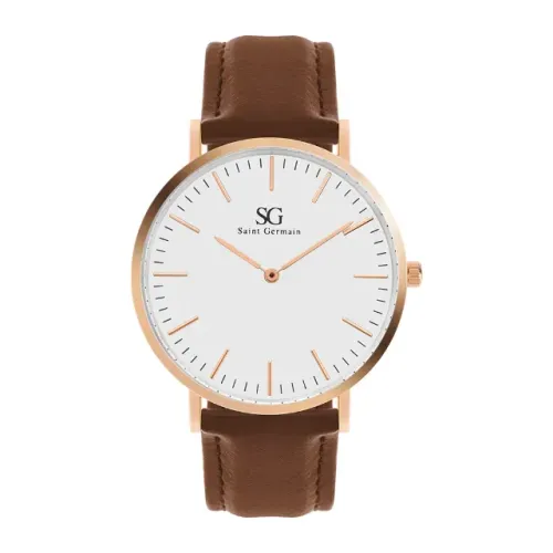 Relógio Saint Germain Bronx Rosé Gold 40mm Cor Da Correia Marrom Cor Do Fundo Branco