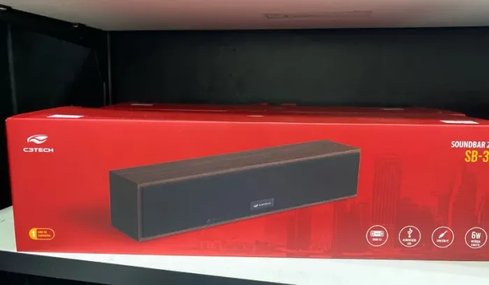 Caixa de Som Pc Soundbar C3Tech SB-30BK 2.0 - Conexão P2 e Alimentação USB 6W Loja COimbra