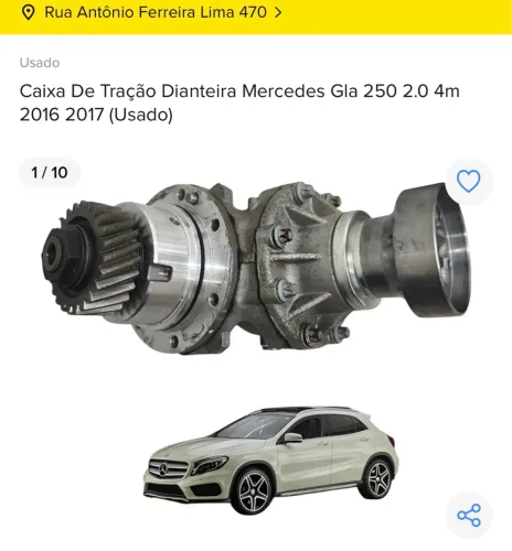 Caixa de Tração Dianteira Mercedes Gla 250 2.0 4m 2017 COM NF E GARANTIA 