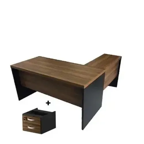 Mesa em L com duas gavetas 150x150cm 