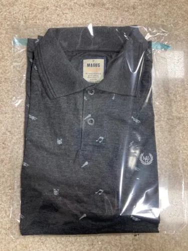 Camisa Masculina Magus Gola Polo Cinza Escura com Detalhes